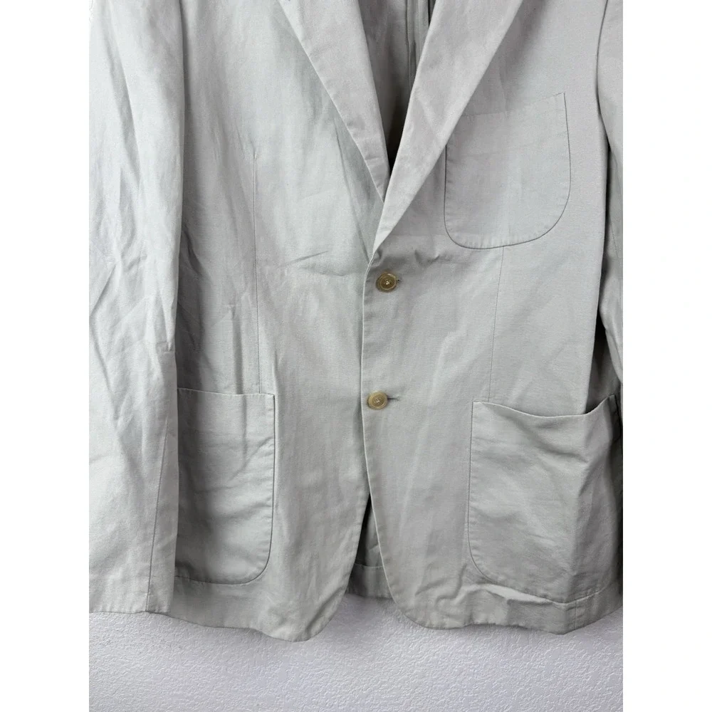 Carolina Herrera Men's Cotton Sport Coat Blazer Sz 42 Beige Made In Spain Preppy